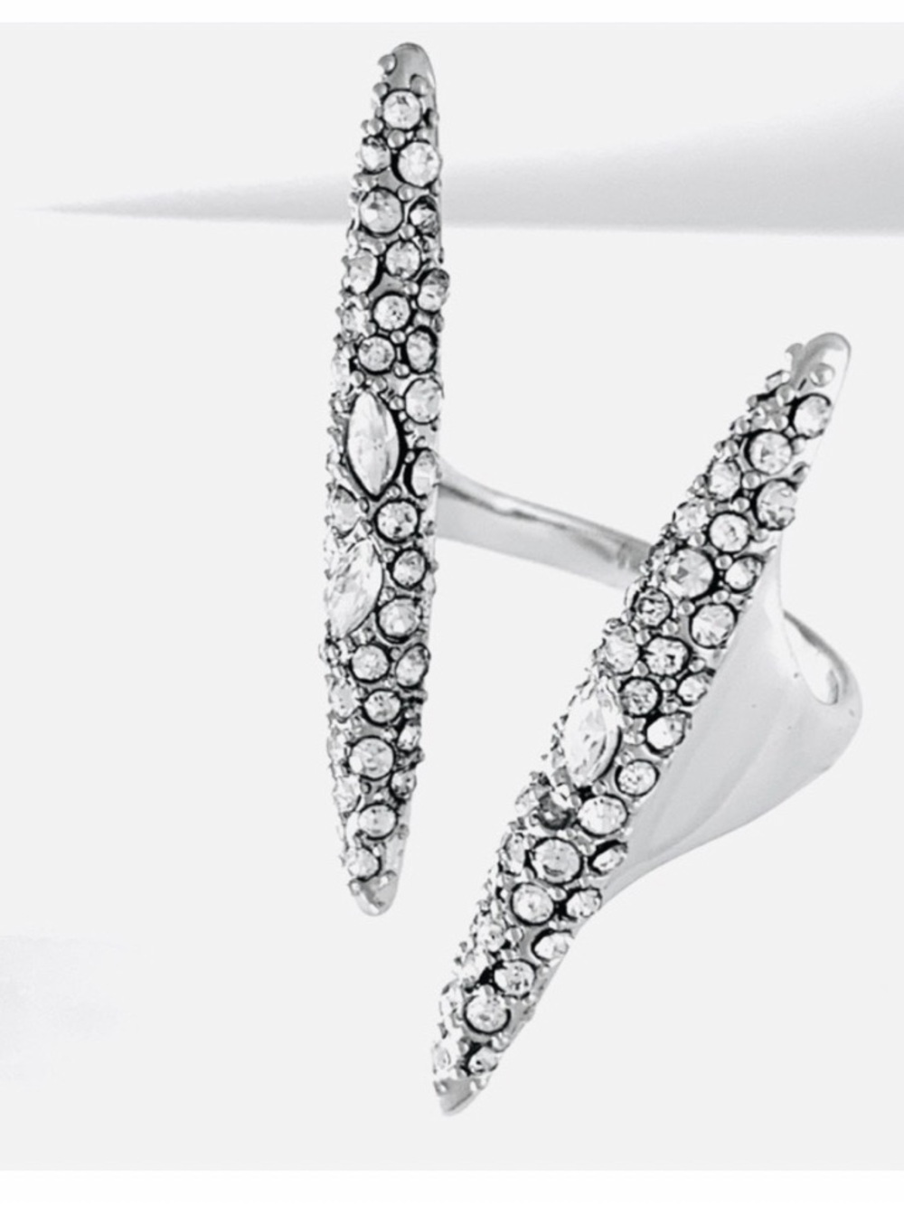 NEW Alexis Bittar Ring Origami Silver Crystal Spear Double Spike JL20